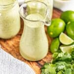 Bottles of homemade cilantro lime ranch dressing.