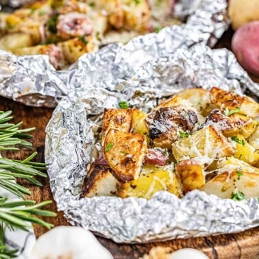 Easy grilled potatoes in a foil packet.