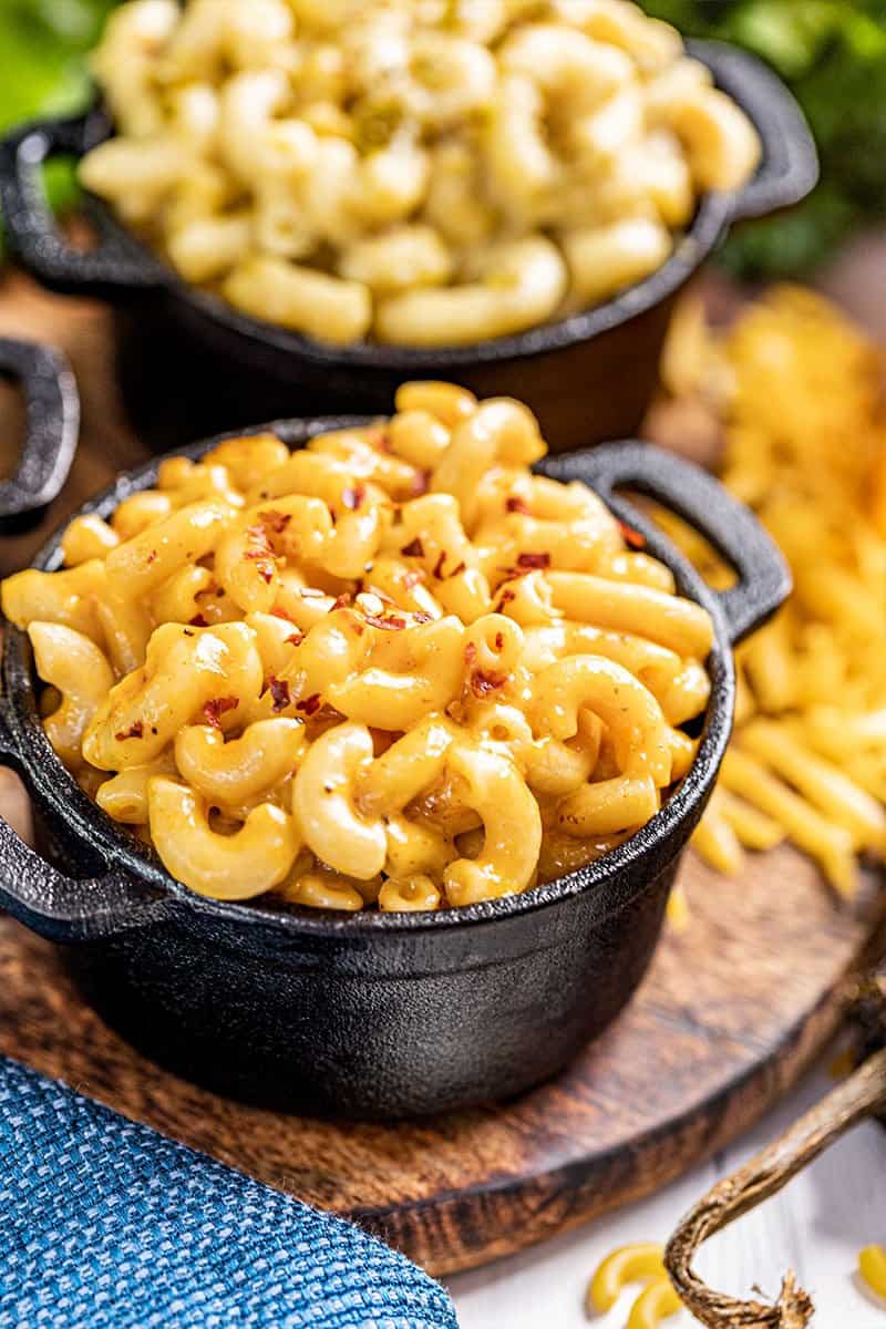 Close up view of instant pot Mac and cheese.