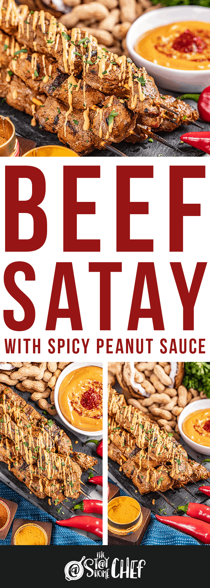 Beef Satay with Spicy Peanut Dipping Sauce