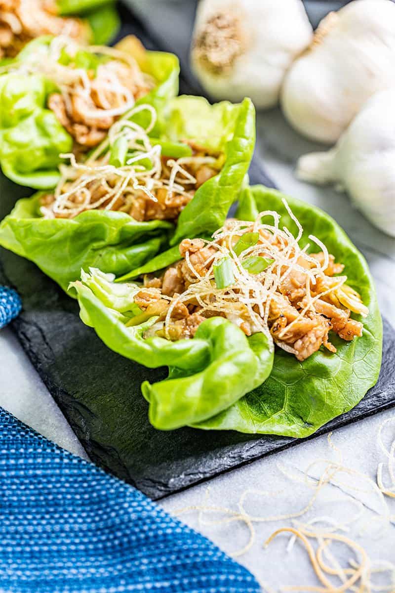 Better than P.F. Chang's chicken lettuce wraps in a row.