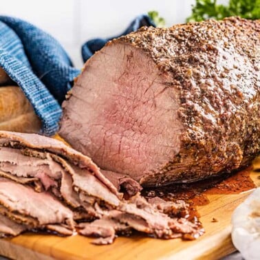 Close up view of classic roast beef.