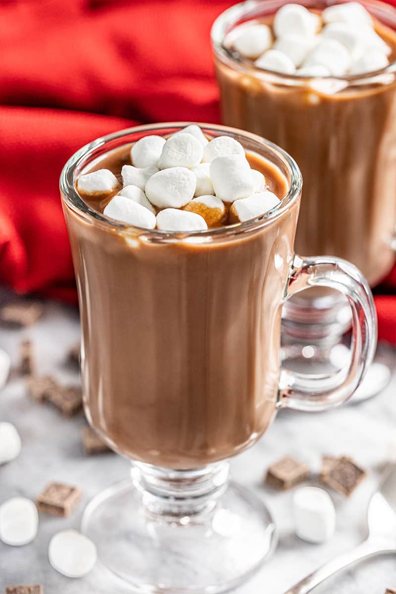 Decadently thick Italian hot chocolate in a mug.