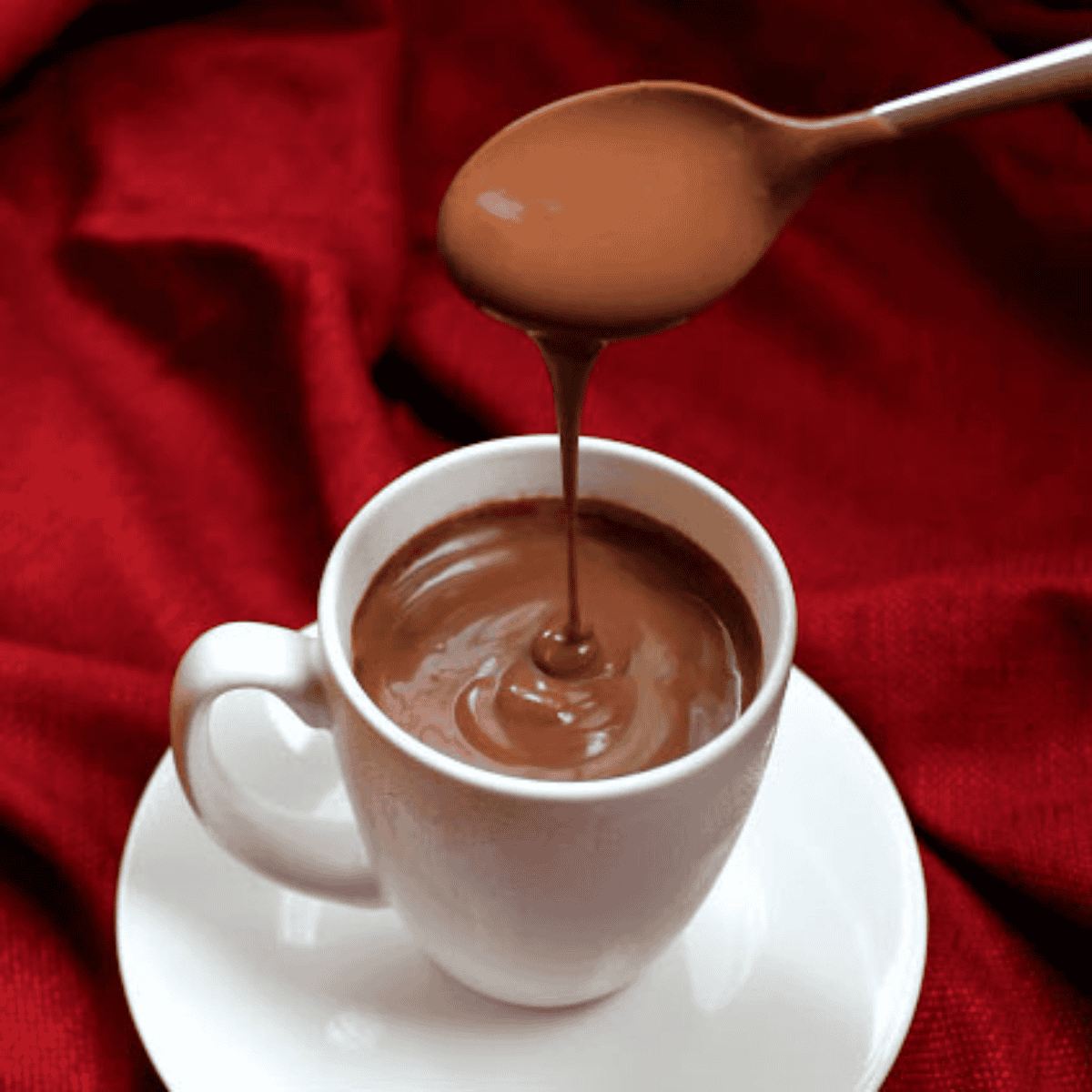 A cup of decadently thick Italian hot chocolate.