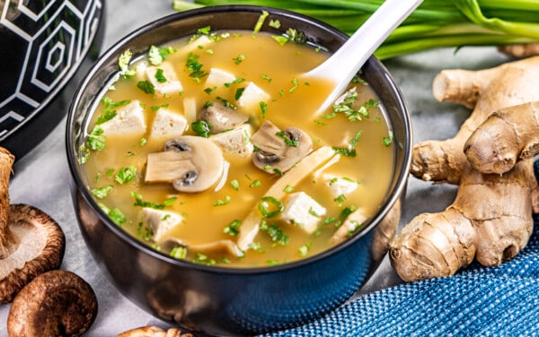 A bowl of Chinese hot and sour soup.