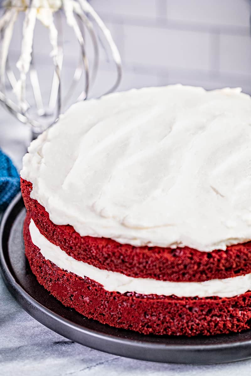 Red velvet cake with ermine frosting.