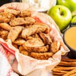 A basket filled with apple fries.