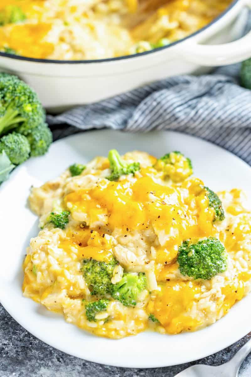 Chicken broccoli casserole on a plate.