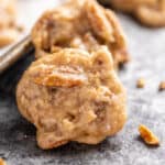 Close up view of pecan praline cookies.