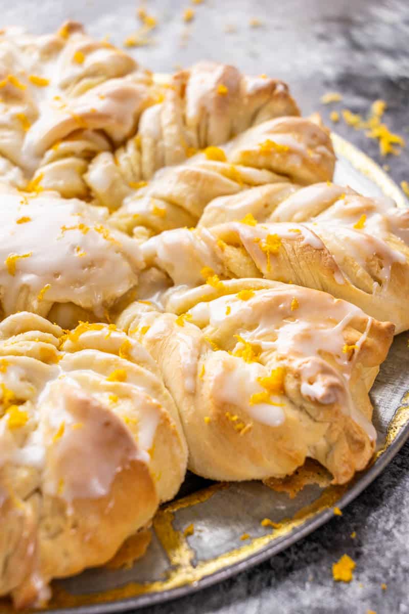 Orange star bread on a serving platter.