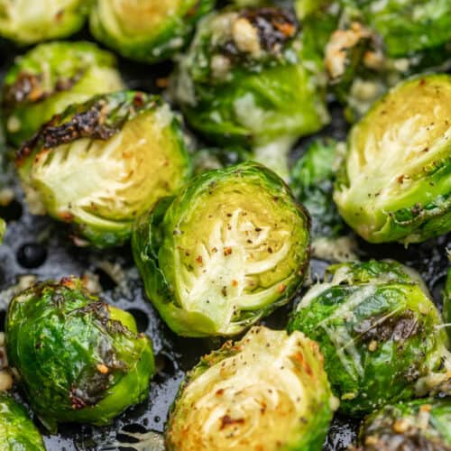 Air Fryer Garlic Butter Brussels Sprouts - thestayathomechef.com