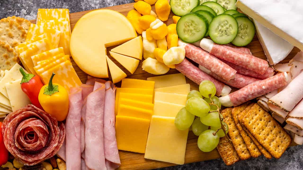 Adult Lunchable with Veggies, Salami, and Cream Cheese