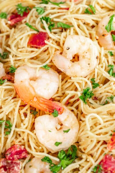 Easy Creamy Tomato Shrimp Angel Hair Pasta