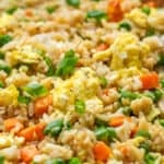 Close up view of fried rice.