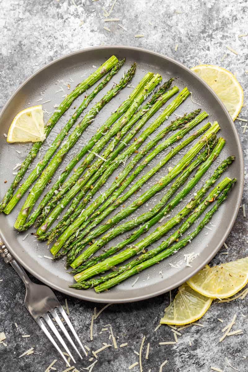 Overhead view of asparagus.