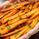 Fried sweet potato in a basket.