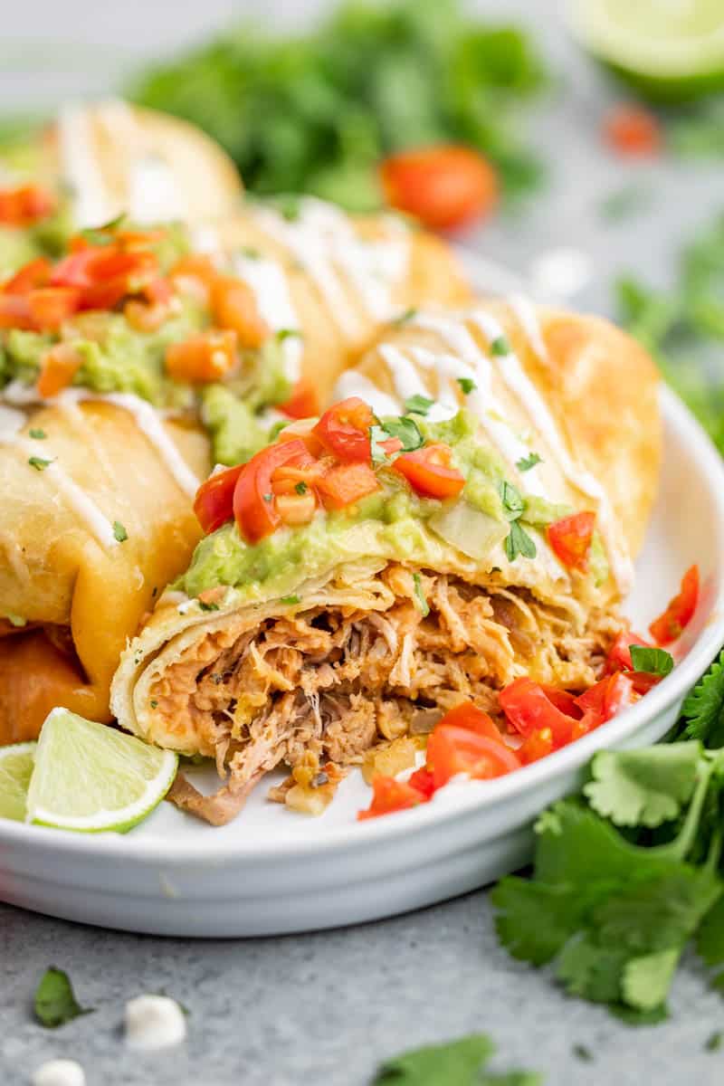 Chimichangas on a platter.