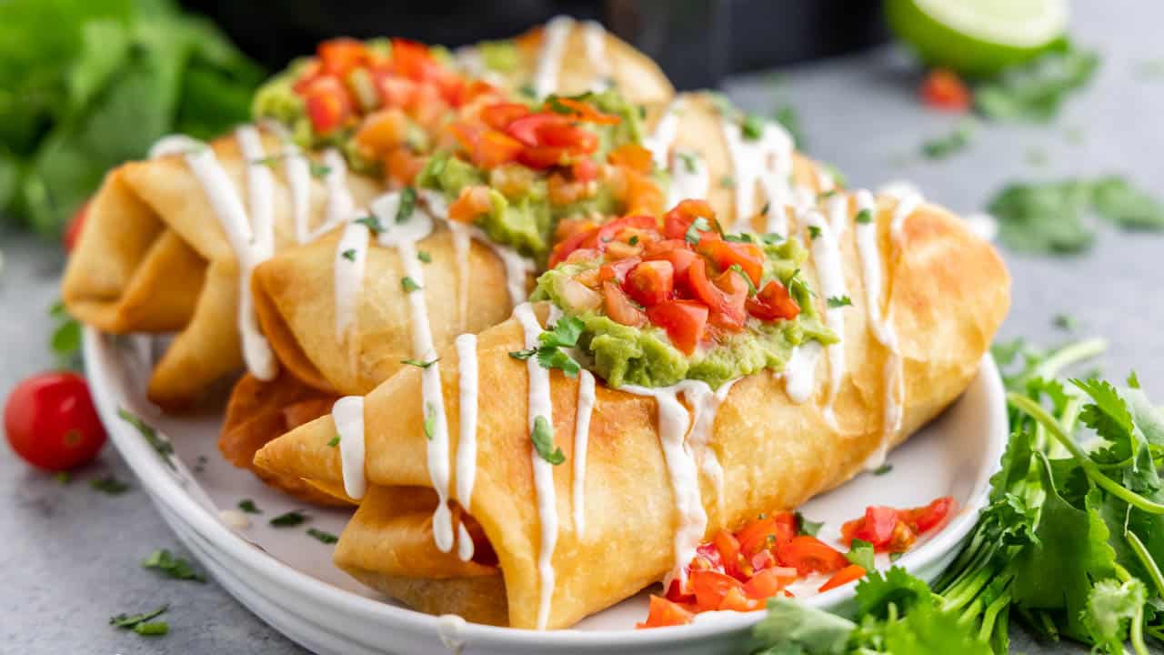 Cheesy Chicken Air Fryer Chimichangas