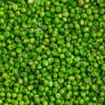 Close up overhead view of peas.