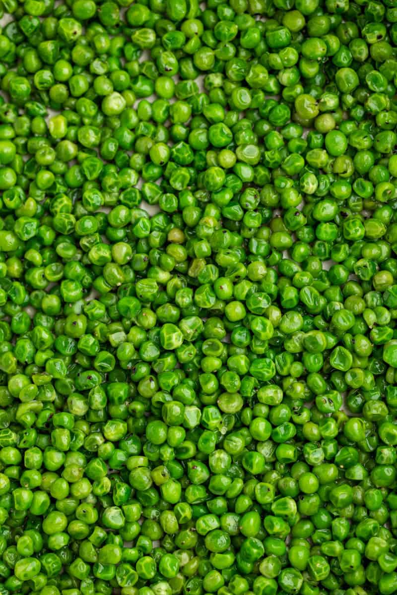 Close up overhead view of peas.