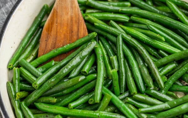 Close up view of green beans.
