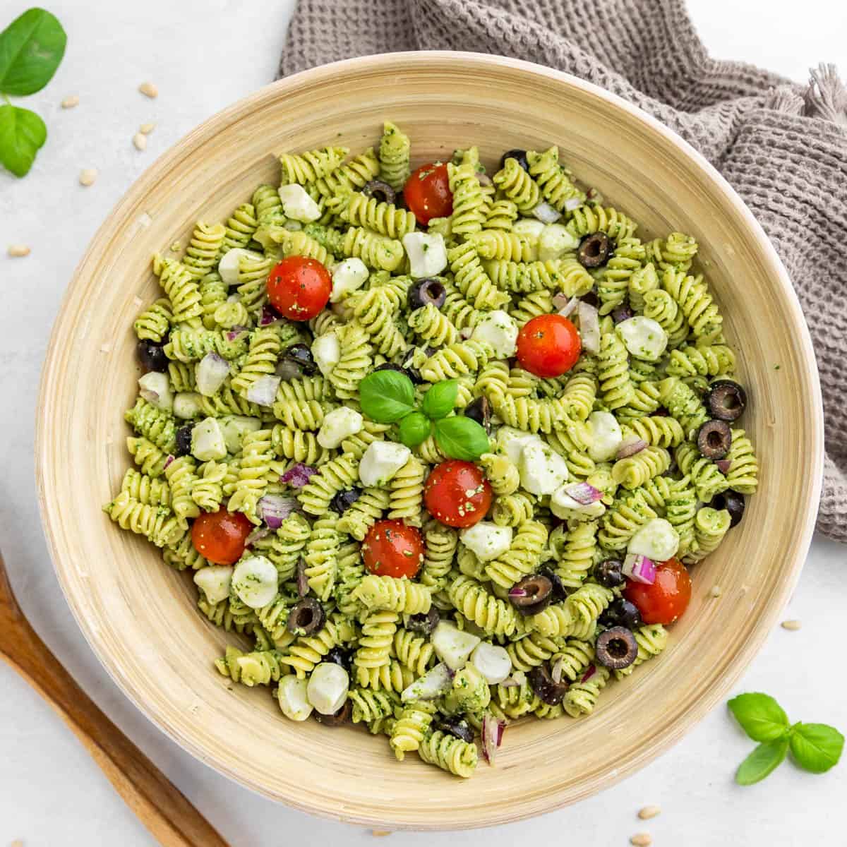 Pesto pasta salad.