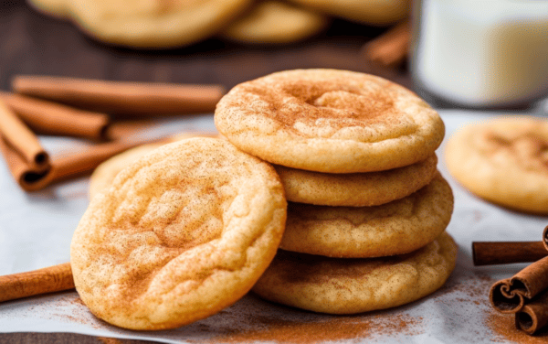 A stack of snickerdoodle cookies with whole cinnamon sticks scattered around.
