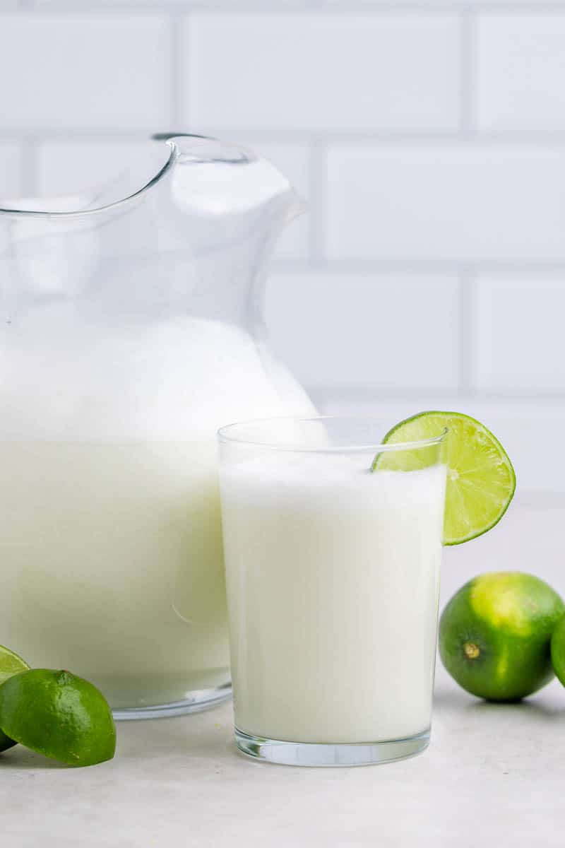 Brazilian lemonade in a pitcher.