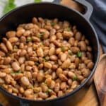Close up view of pinto beans.