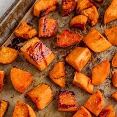 Easy Roasted Sweet Potato Cubes - The Stay At Home Chef