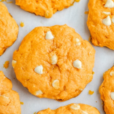 Close up, overhead view of orange creamsicle cookies.