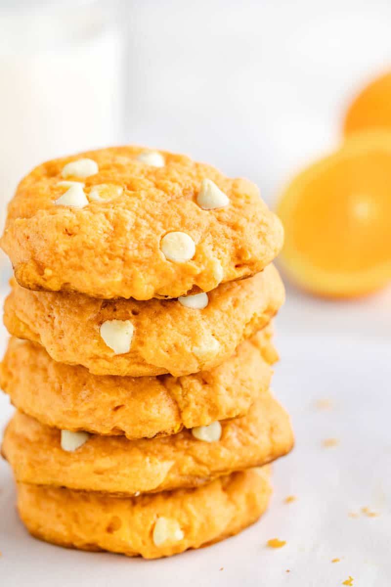 A stack of orange creamsicle cookies.