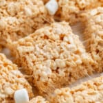 Close up view of browned butter Rice Krispie treats.