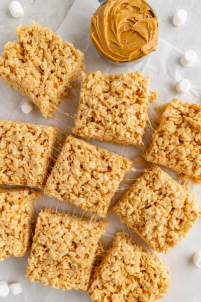 Peanut Butter Rice Krispie Treats - The Stay At Home Chef