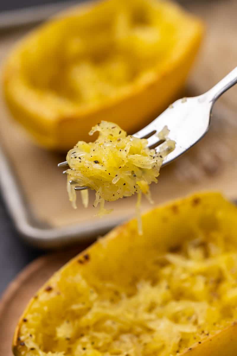 A forkful of spaghetti squash.