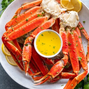 Cooked crab legs.