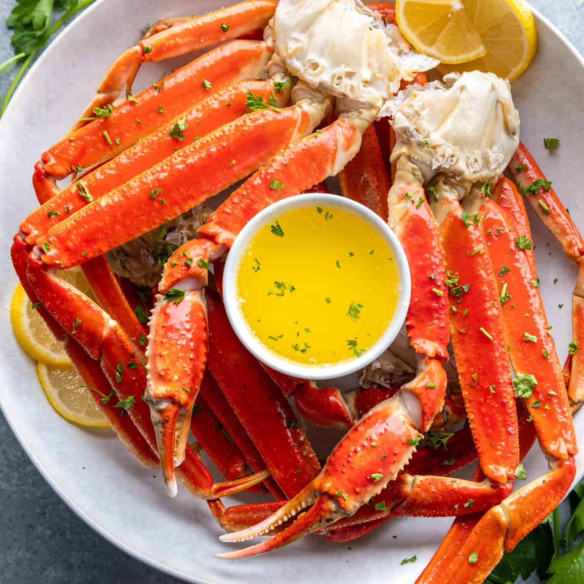 Cooked crab legs.