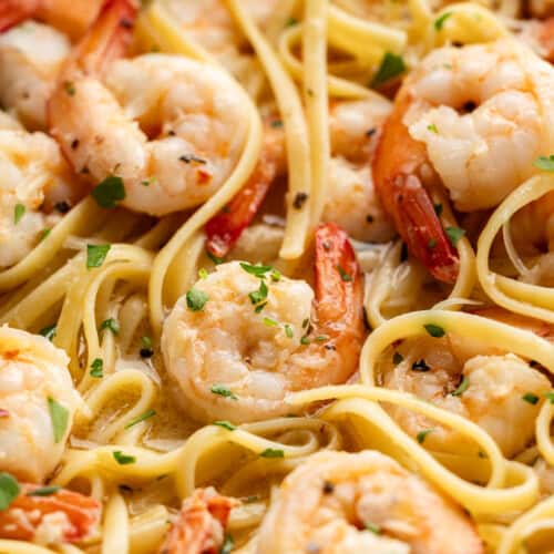 15 Minute Garlic Shrimp Linguine - The Stay At Home Chef