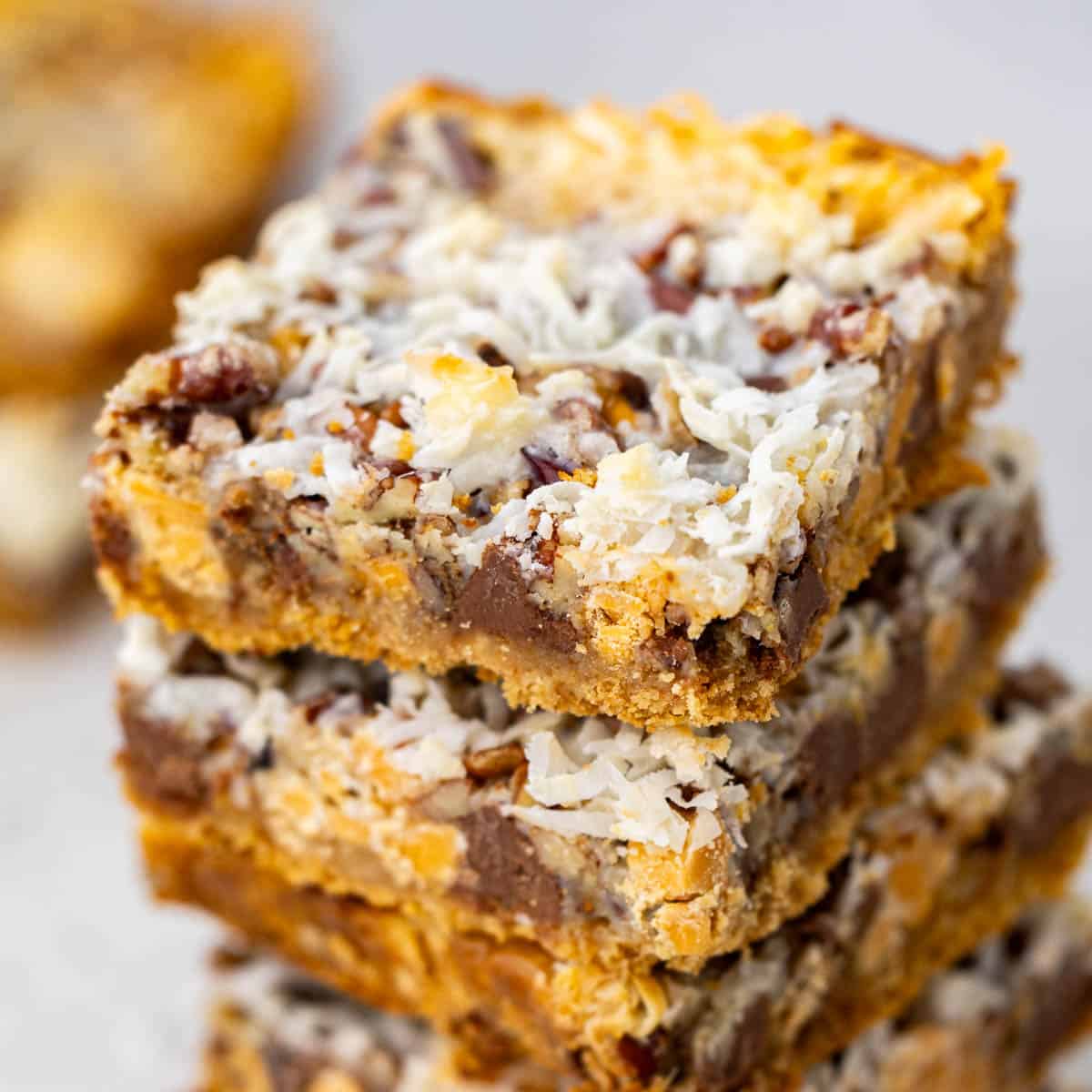 A large stack of 7 layer bars.