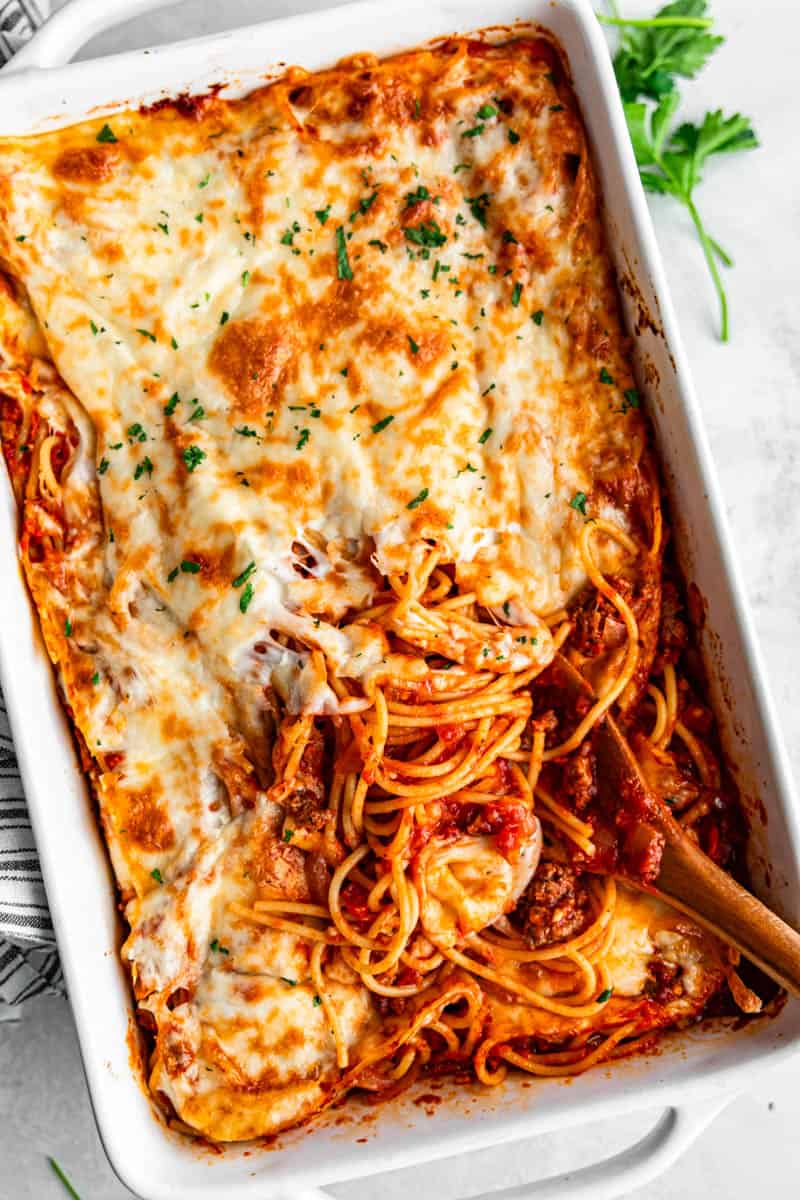 Quick and Easy Baked Spaghetti - The Stay At Home Chef