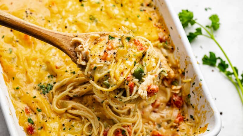 Cheesy Chicken Spaghetti - The Stay At Home Chef