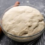 A bowl of refrigerator pizza dough.