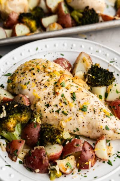 Sheet Pan Garlic Parmesan Chicken Broccoli and Potatoes