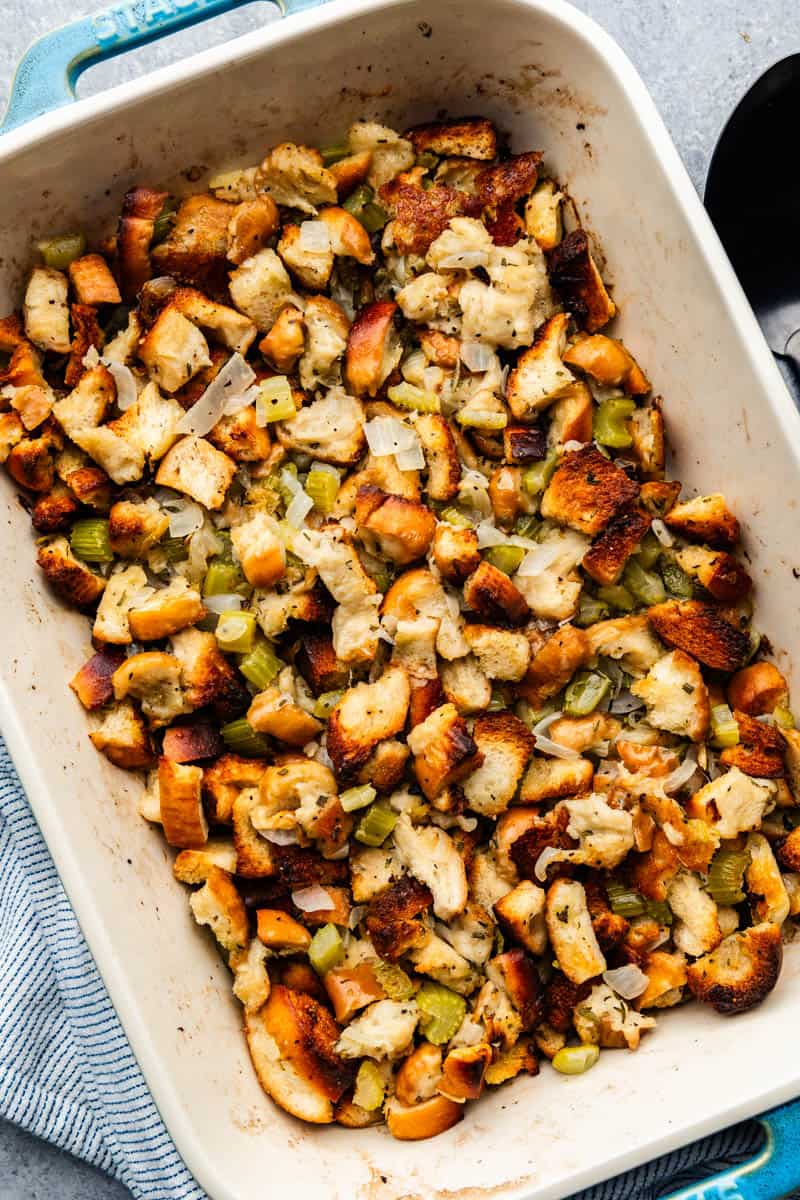 traditional stuffing in large casserole dish