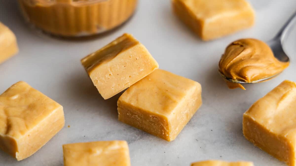 piece of peanut butter fudge on table