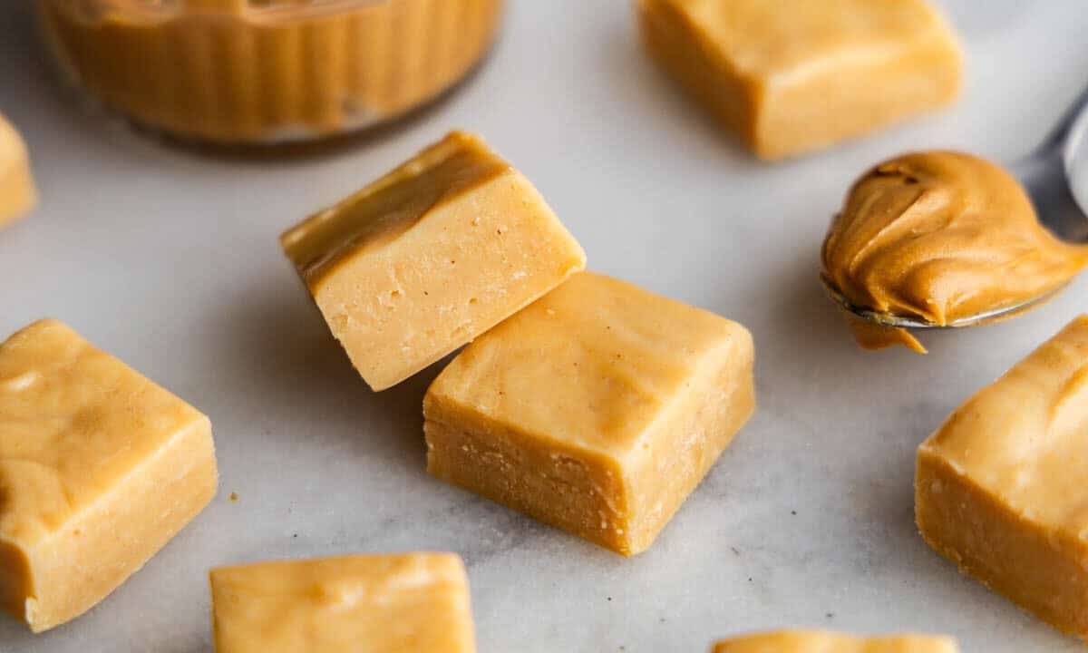 piece of peanut butter fudge on table