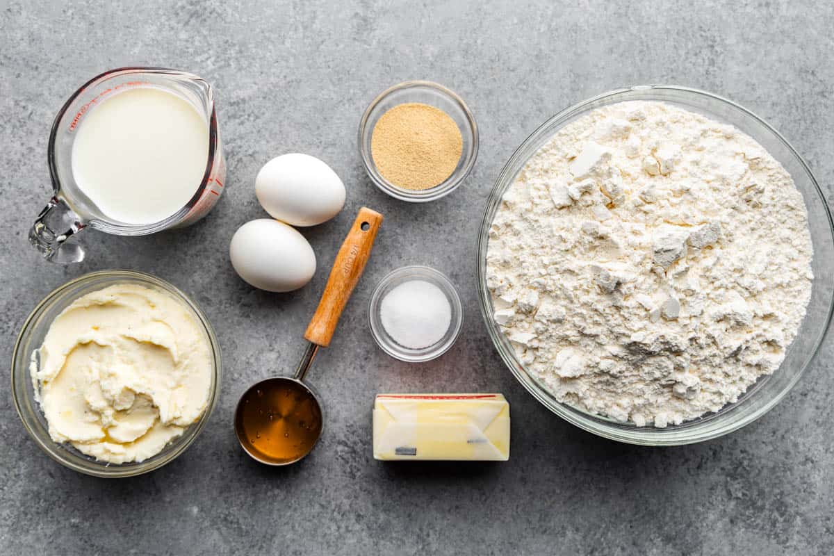 potato roll ingredients on table