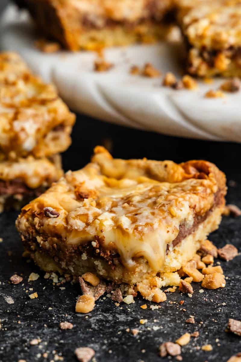 a toffee dessert bar on a table