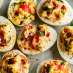 Close up of BLT Deviled Eggs.