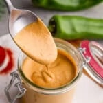 Closeup of Cowboy Dressing on a spoon.